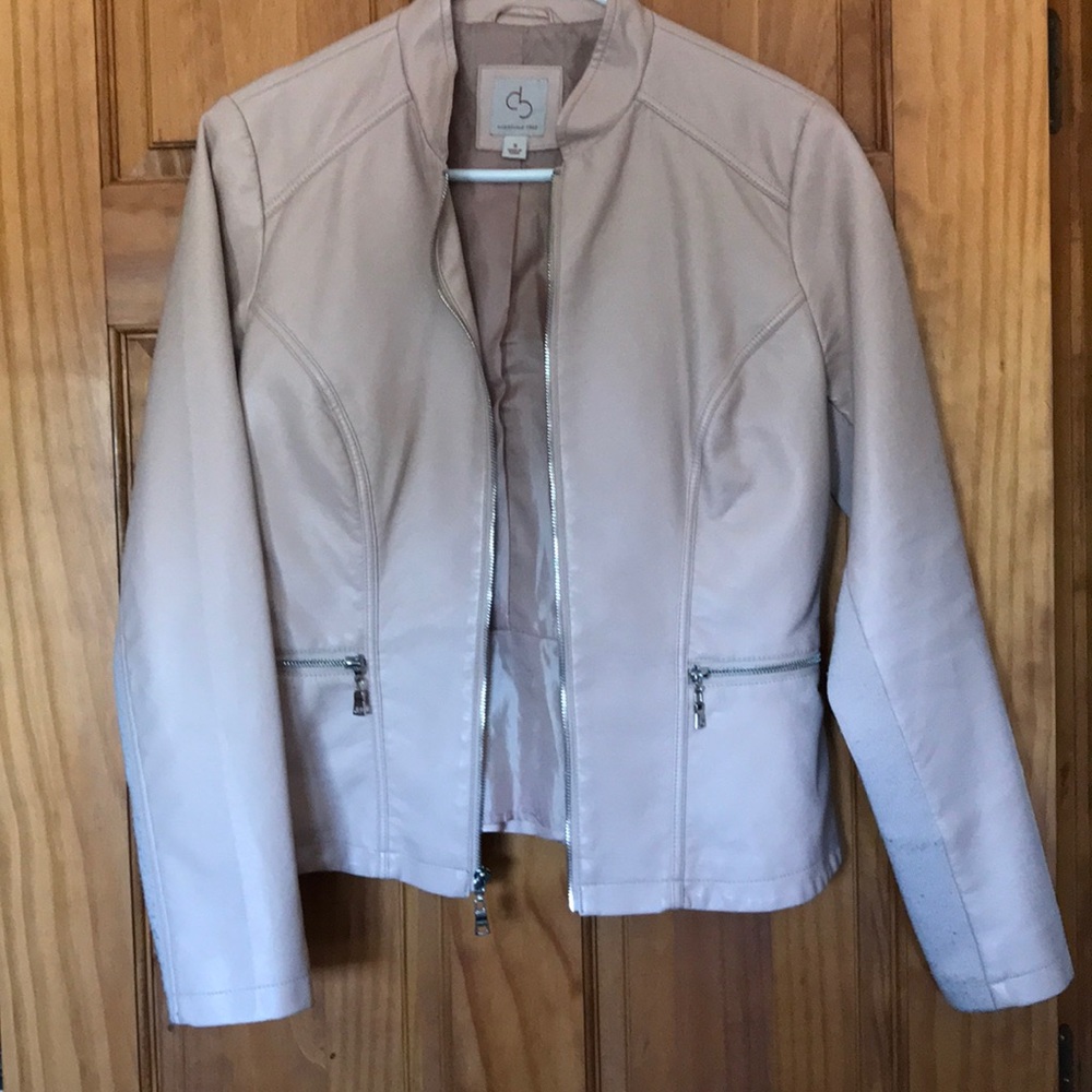 Dressbarn pink faux leather jacket